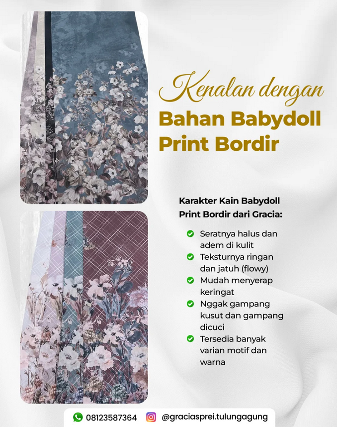 <p>Yuk kenalan sama bahan Babydoll Print Bordir da